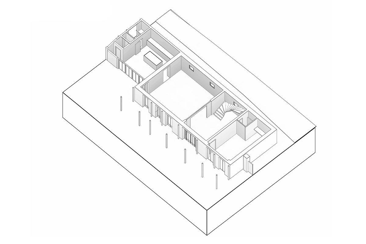 Construction neuve : fondations et dalle en béton armé.